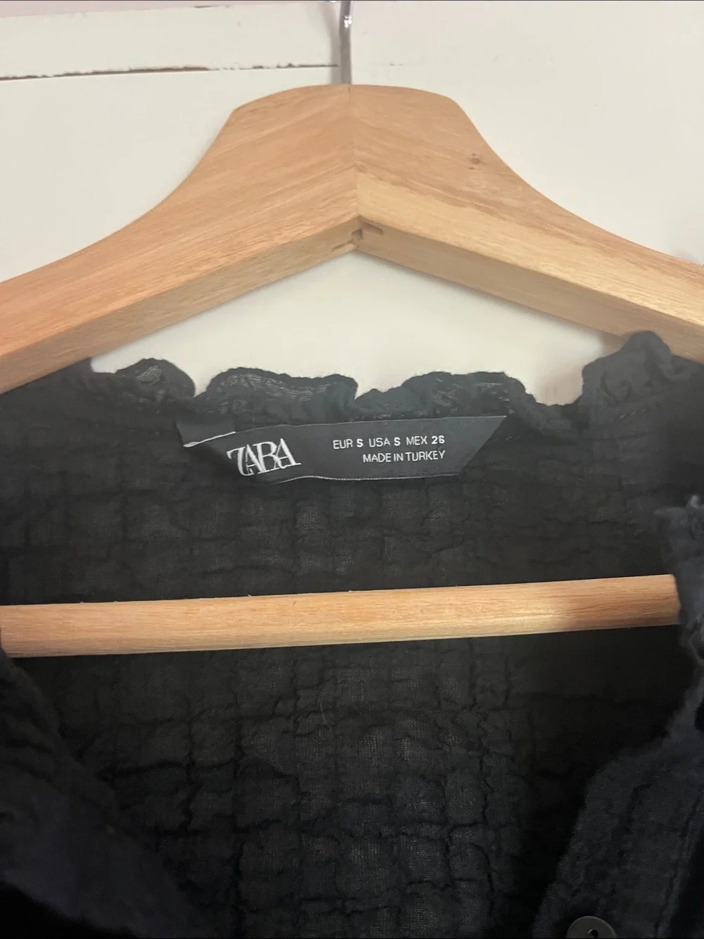 Zara Terez Black Sheer Ruffle Textured Button Front Blouse Boho Romantic Top